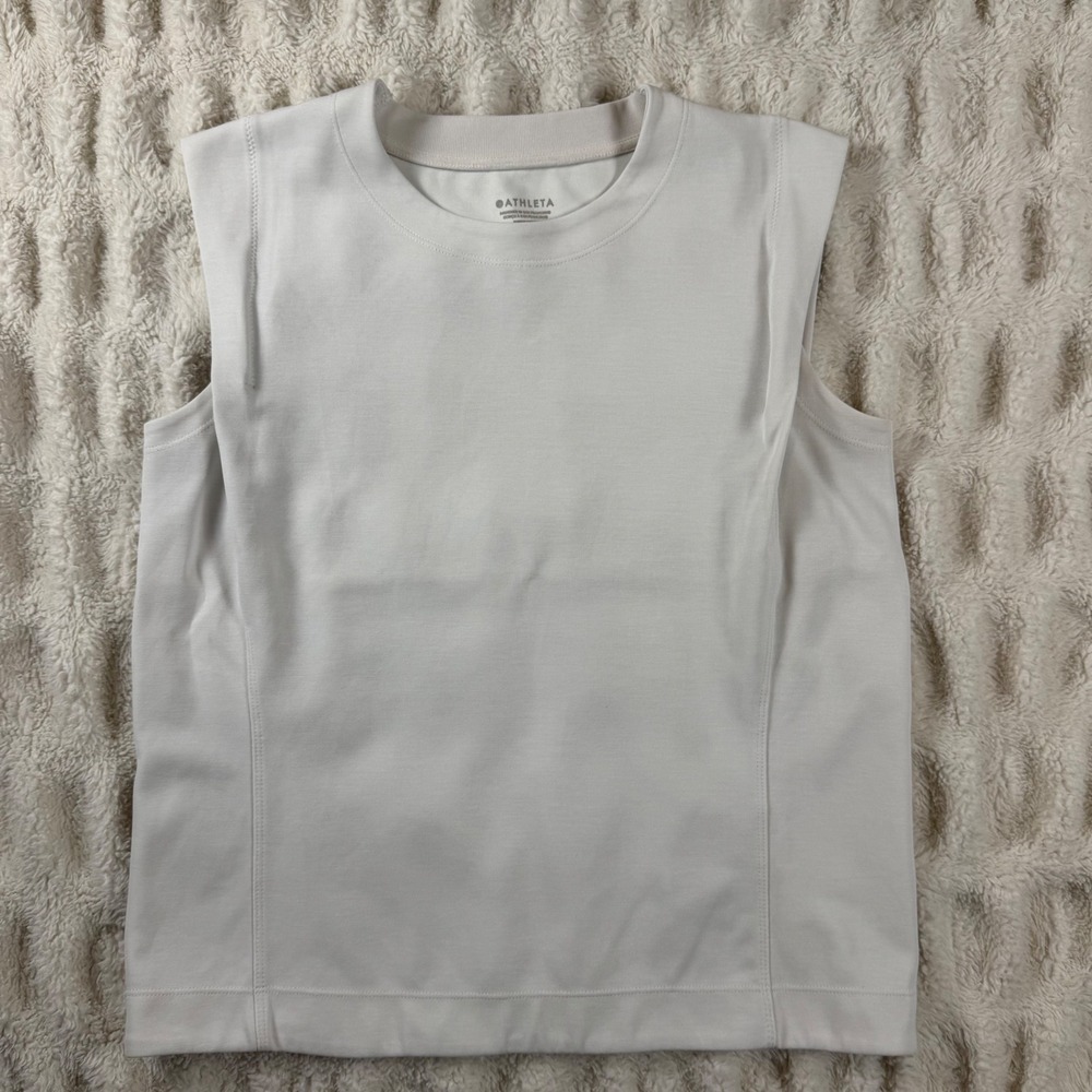Athleta Womens Muscle Tank Top White Tencel Modal Blend Activewear Small S